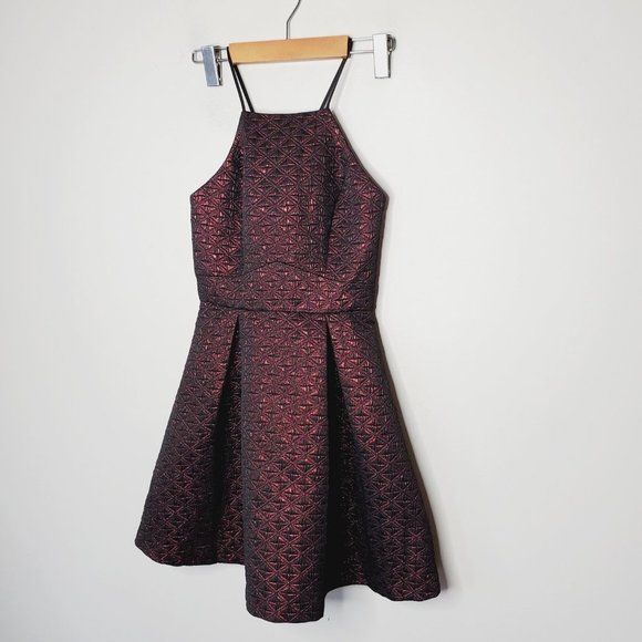 BCBG Metallic Burgundy A-Line Party Dress - Picture 2 of 10